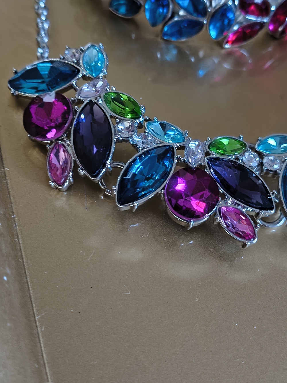 Multicolor Crystal Stretch Bracelet and Necklace Set - Women's Jewelry Paparazzi - Picture 3 of 10